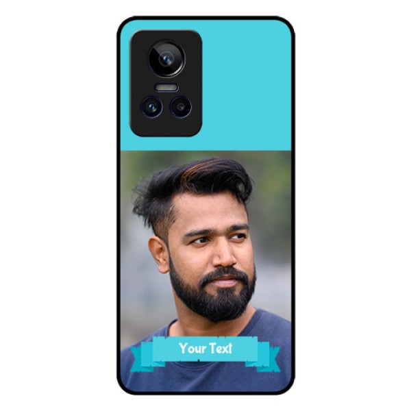 Realme GT Neo 3 5G Personalized Glass Phone Case - Simple Blue Color Design Realme GT Neo 3 5G Personalized Glass Phone Case - Simple Blue Color Design