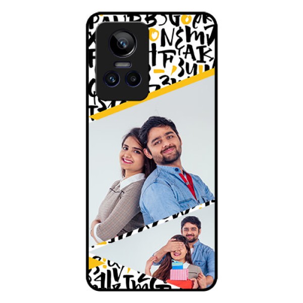 Realme GT Neo 3 5G Custom Glass Mobile Case - Letters Pattern Design