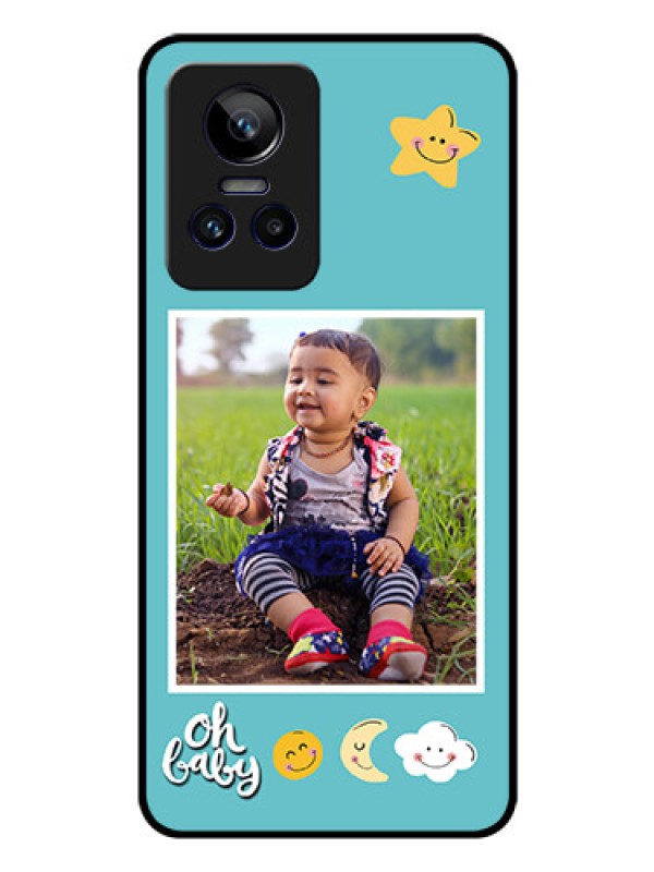 Custom Realme GT Neo 3 5G Personalized Glass Phone Case - Smiley Kids Stars Design