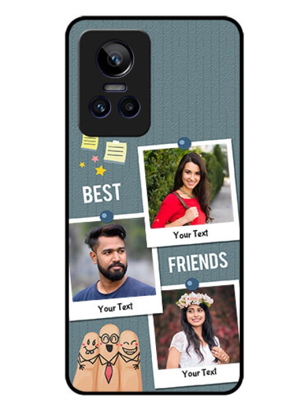 Custom Realme GT Neo 3 5G Personalized Glass Phone Case - Sticky Frames and Friendship Design