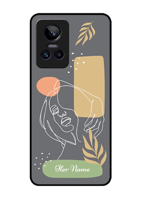 Realme Gt Neo 3 Custom Glass Phone Case - Gazing Woman line art Design
