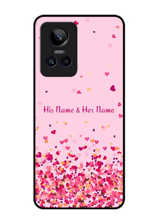 Realme Gt Neo 3 Photo Printing on Glass Case - Floating Hearts Design