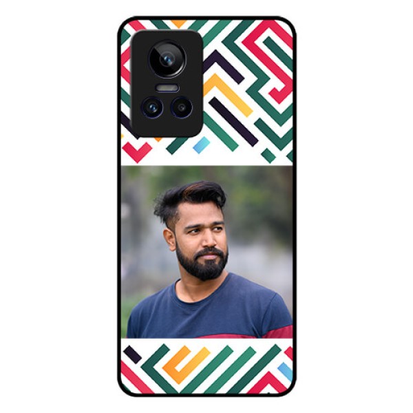 Realme Gt Neo 3 Personalized Glass Phone Case - Colorful Maze Pattern Design Realme Gt Neo 3 Personalized Glass Phone Case - Colorful Maze Pattern Design