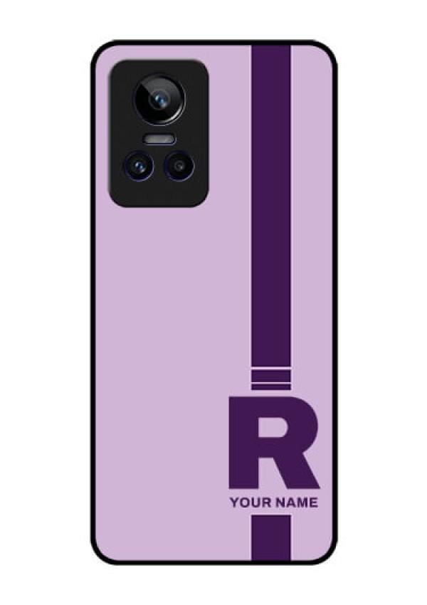 Realme Gt Neo 3 Photo Printing on Glass Case - Simple dual tone stripe with name Design