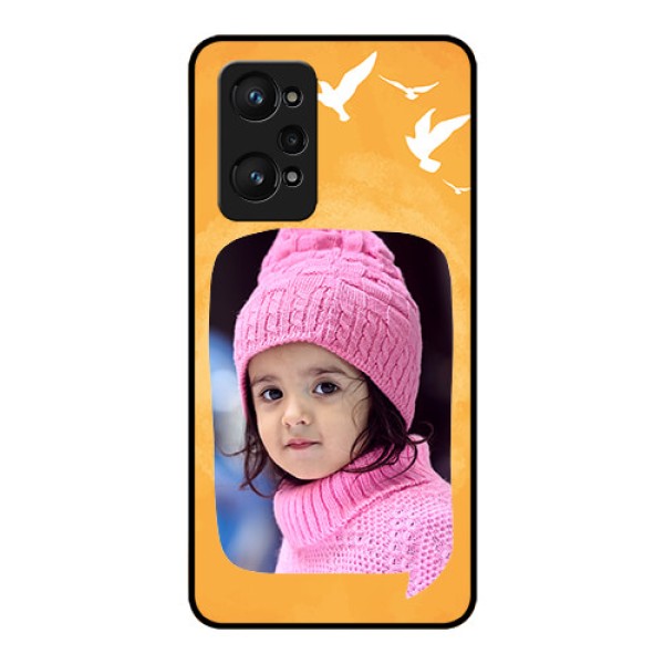 Realme GT Neo 3T Personalized Glass Phone Case - Water Color Design with Bird Icons Realme GT Neo 3T Personalized Glass Phone Case - Water Color Design with Bird Icons