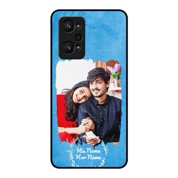 Realme Gt Neo 3T Custom Glass Phone Case - Blue Color Vintage Design Realme Gt Neo 3T Custom Glass Phone Case - Blue Color Vintage Design