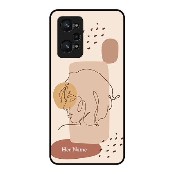 Realme Gt Neo 3T Photo Printing on Glass Case - Calm Woman line art Design Realme Gt Neo 3T Photo Printing on Glass Case - Calm Woman line art Design