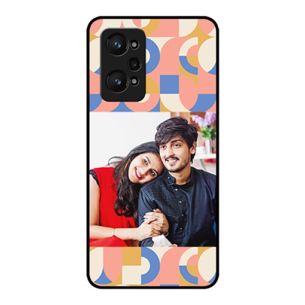 Realme Gt Neo 3T Photo Printing on Glass Case - Semi-circle Maze Pattern Design Realme Gt Neo 3T Photo Printing on Glass Case - Semi-circle Maze Pattern Design