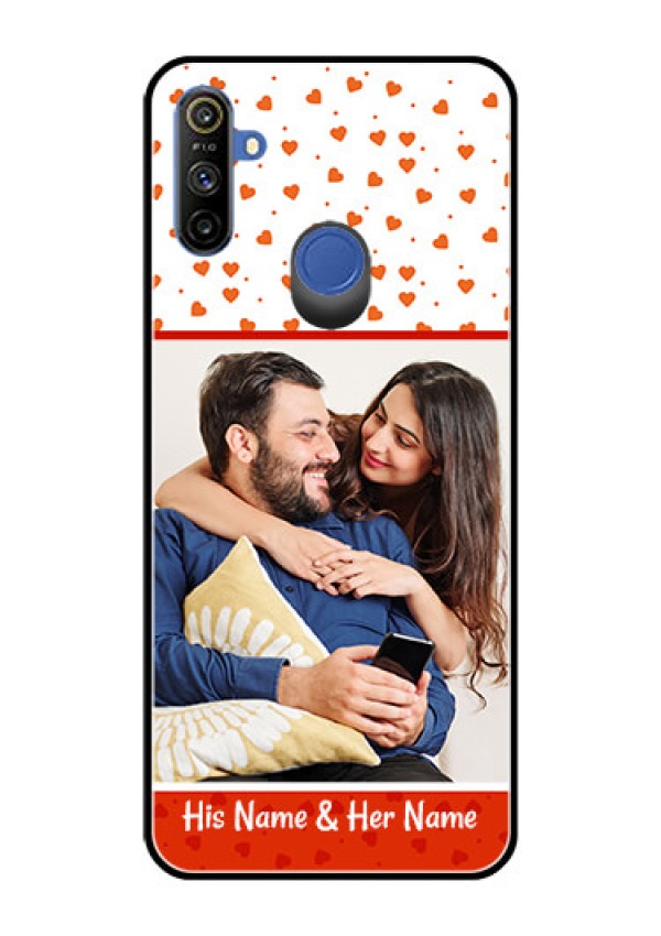 Realme Narzo 10A Custom Glass Phone Case  - Orange Love Symbol Design
