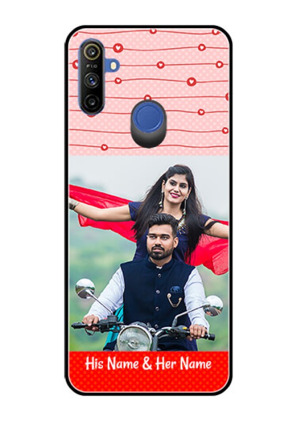 Realme Narzo 10A Personalized Glass Phone Case  - Red Pattern Case Design