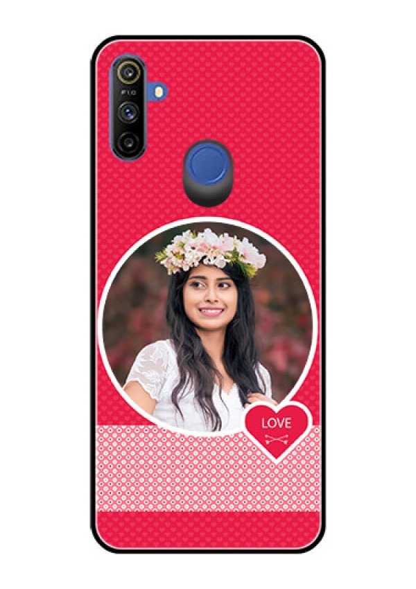 Realme Narzo 10A Personalised Glass Phone Case  - Pink Pattern Design