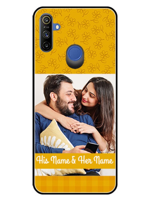 Custom Realme Narzo 10A Custom Glass Mobile Case  - Yellow Floral Design