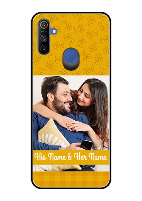 Realme Narzo 10A Custom Glass Mobile Case  - Yellow Floral Design