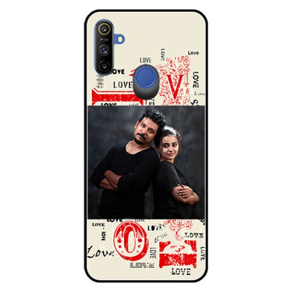 Realme Narzo 10A Photo Printing on Glass Case  - Trendy Love Design Case