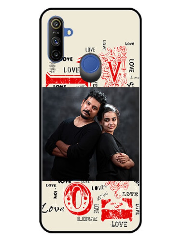 Custom Realme Narzo 10A Photo Printing on Glass Case  - Trendy Love Design Case