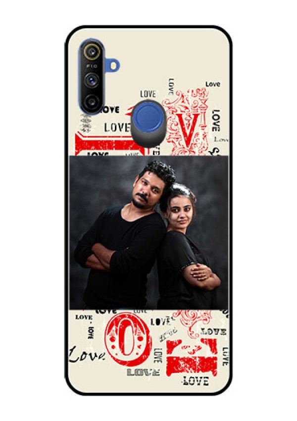Realme Narzo 10A Photo Printing on Glass Case  - Trendy Love Design Case