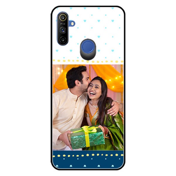 Realme Narzo 10A Personalized Glass Phone Case  - White and Blue Abstract Design