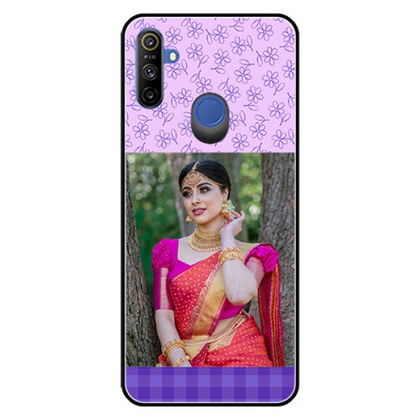 Realme Narzo 10A Custom Glass Phone Case - Purple Floral Design Realme Narzo 10A Custom Glass Phone Case - Purple Floral Design