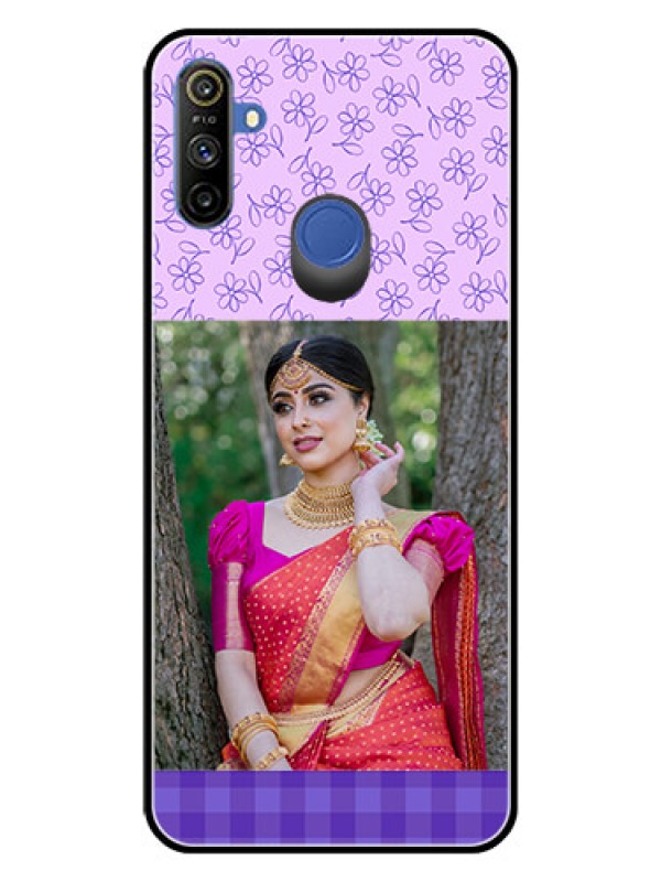 Custom Realme Narzo 10A Custom Glass Phone Case  - Purple Floral Design