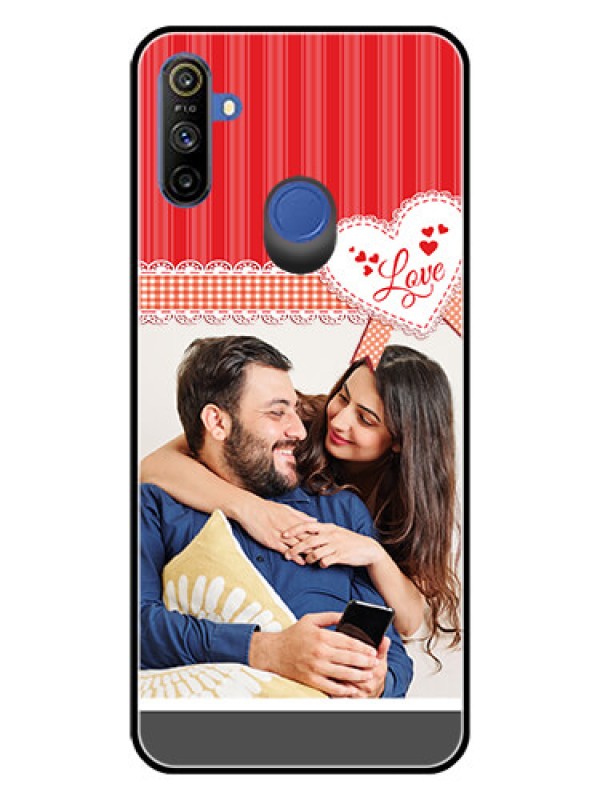 Custom Realme Narzo 10A Custom Glass Mobile Case  - Red Love Pattern Design