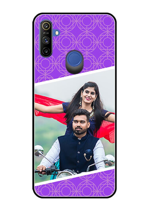 Realme Narzo 10A Custom Glass Phone Case  - Violet Pattern Design