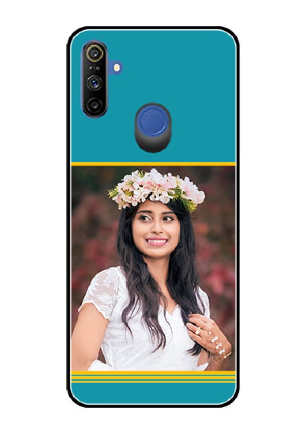 Realme Narzo 10A Custom Glass Phone Case  - Yellow & Blue Design 