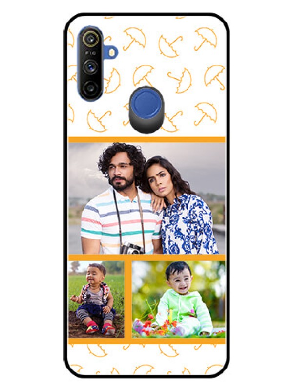 Custom Realme Narzo 10A Custom Glass Mobile Case  - Yellow Pattern Design