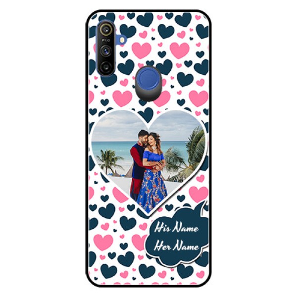 Realme Narzo 10A Custom Glass Phone Case - Pink & Blue Heart Design Realme Narzo 10A Custom Glass Phone Case - Pink & Blue Heart Design