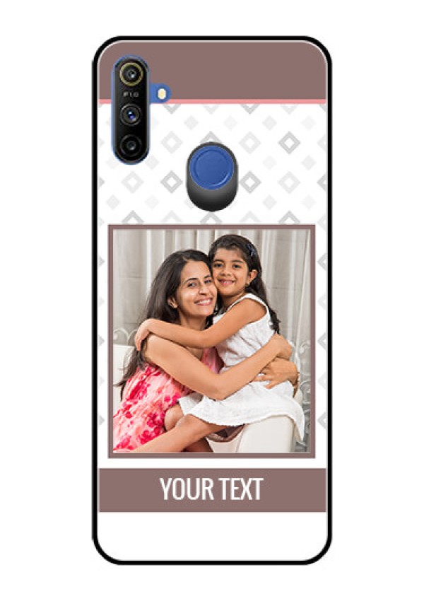 Realme Narzo 10A Photo Printing on Glass Case  - Simple Diamond Design