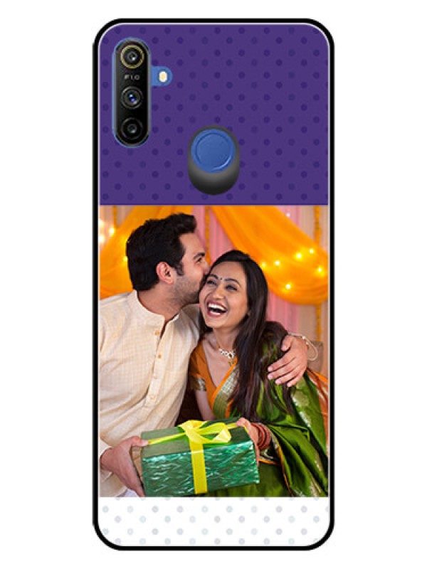 Custom Realme Narzo 10A Personalized Glass Phone Case  - Violet Pattern Design