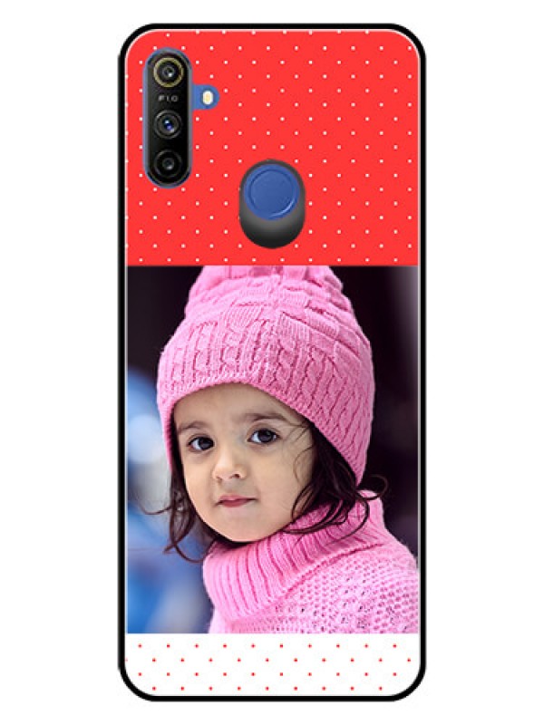 Custom Realme Narzo 10A Photo Printing on Glass Case  - Red Pattern Design