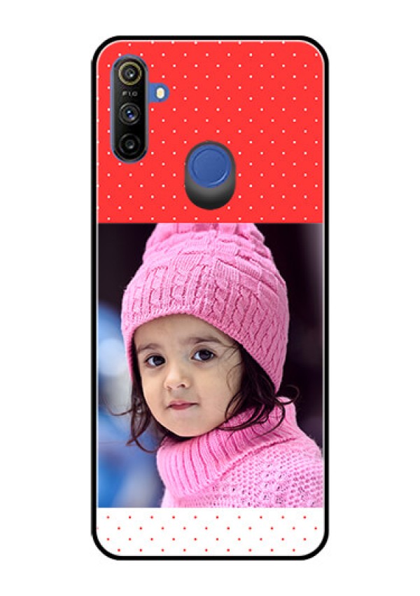 Realme Narzo 10A Photo Printing on Glass Case  - Red Pattern Design
