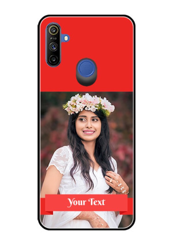 Realme Narzo 10A Custom Glass Phone Case  - Simple Red Color Design