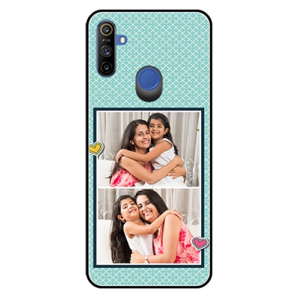 Realme Narzo 10A Custom Glass Phone Case  - 2 Image Holder with Pattern Design
