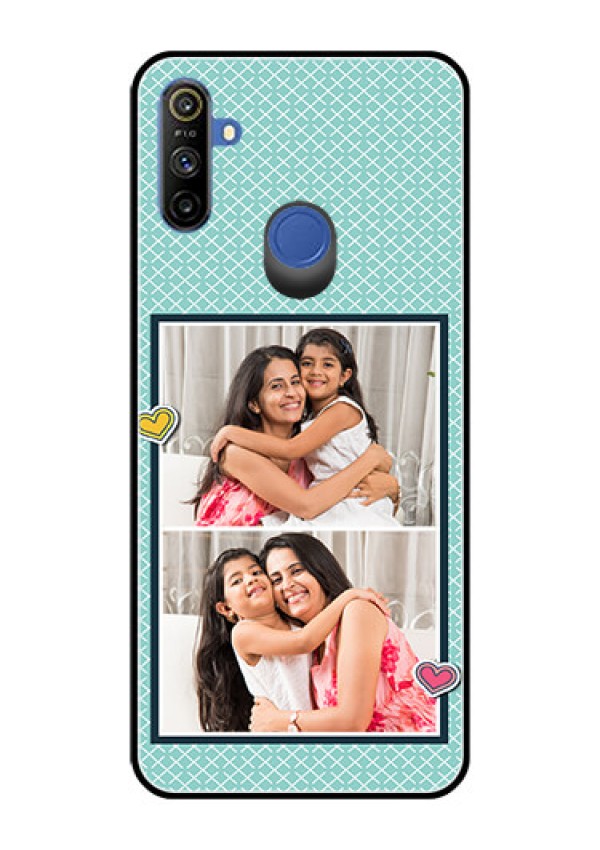 Realme Narzo 10A Custom Glass Phone Case  - 2 Image Holder with Pattern Design