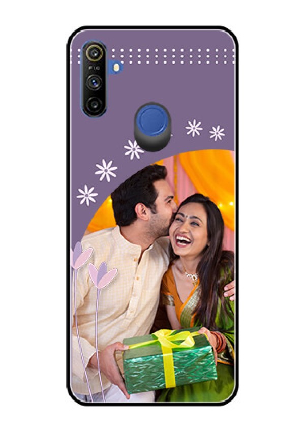Realme Narzo 10A Custom Glass Mobile Case  - Lavender flowers design 