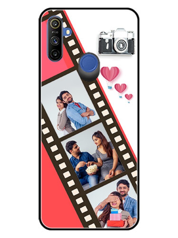 Custom Realme Narzo 10A Personalized Glass Phone Case  - 3 Image Holder with Film Reel