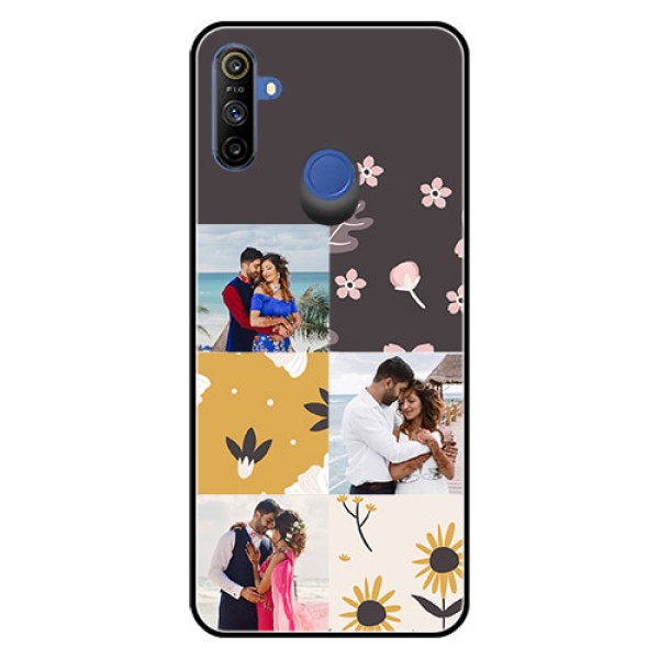 Realme Narzo 10A Photo Printing on Glass Case  - 3 Images with Floral Design