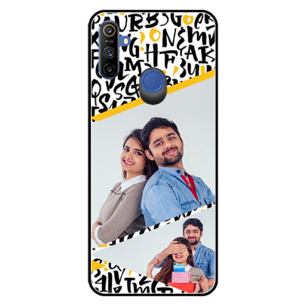 Realme Narzo 10A Custom Glass Mobile Case - Letters Pattern Design Realme Narzo 10A Custom Glass Mobile Case - Letters Pattern Design