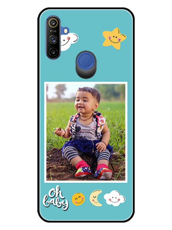 Custom Realme Narzo 10A Personalized Glass Phone Case  - Smiley Kids Stars Design