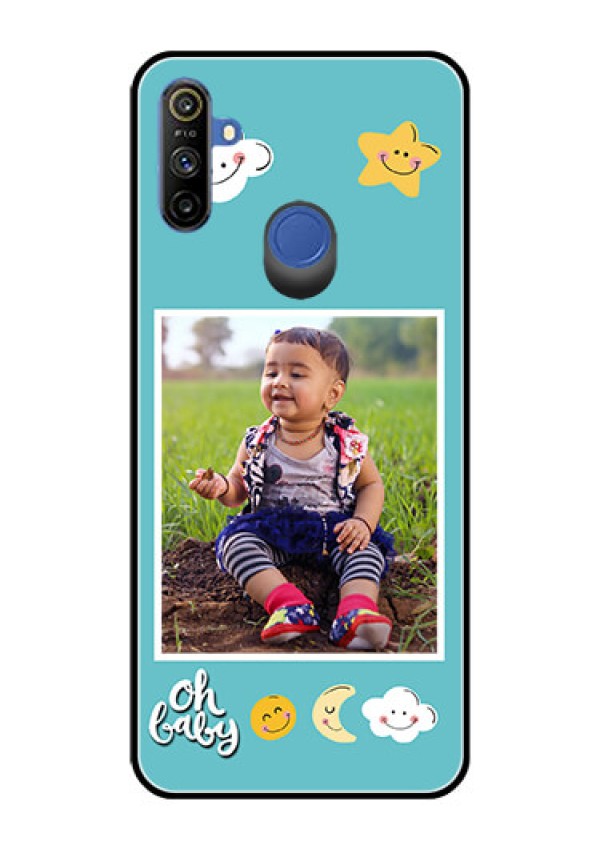 Realme Narzo 10A Personalized Glass Phone Case  - Smiley Kids Stars Design
