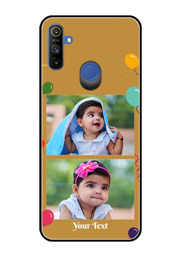 Realme Narzo 10A Personalized Glass Phone Case  - Image Holder with Birthday Celebrations Design