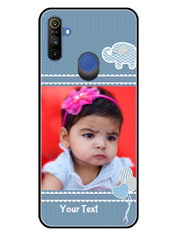 Custom Realme Narzo 10A Photo Printing on Glass Case  - with Kids Pattern Design