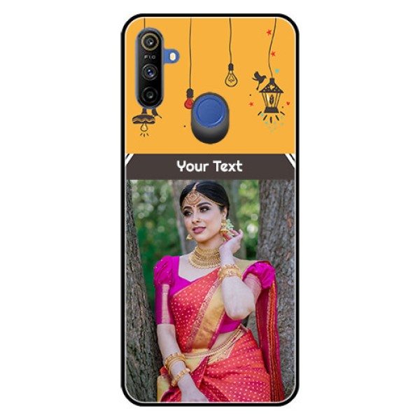 Realme Narzo 10A Custom Glass Mobile Case  - with Family Picture and Icons 