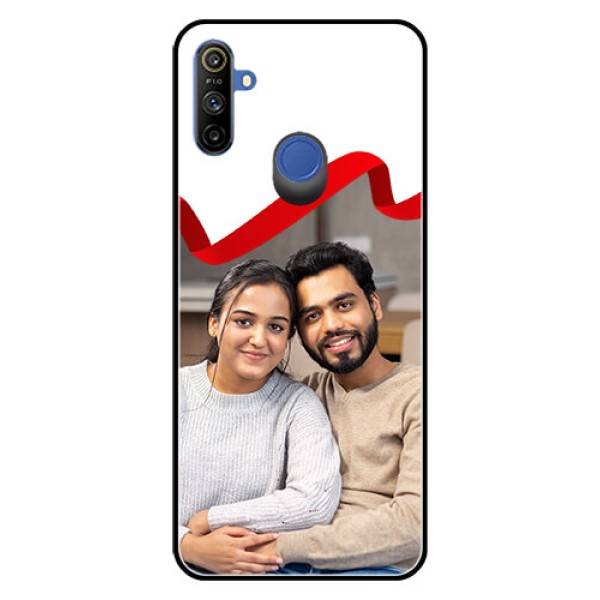 Realme Narzo 10A Photo Printing on Glass Case - Red Ribbon Frame Design Realme Narzo 10A Photo Printing on Glass Case - Red Ribbon Frame Design