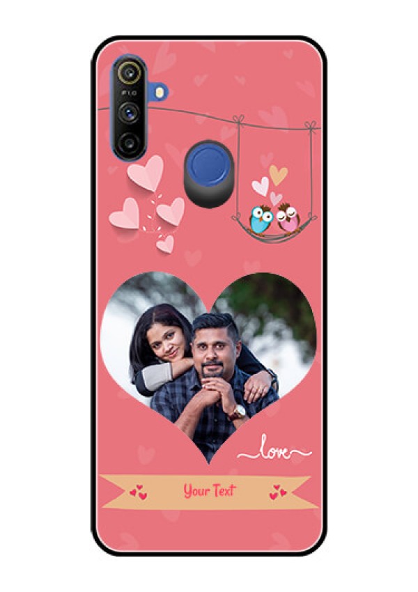 Realme Narzo 10A Personalized Glass Phone Case  - Peach Color Love Design 