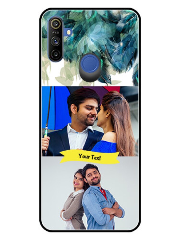 Custom Realme Narzo 10A Personalized Glass Phone Case  - Image with Boho Peacock Feather Design