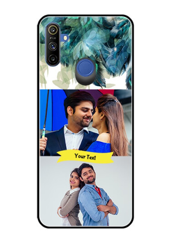 Realme Narzo 10A Personalized Glass Phone Case  - Image with Boho Peacock Feather Design