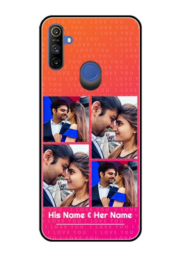 Realme Narzo 10A Custom Glass Phone Case  - I Love You Pink Design