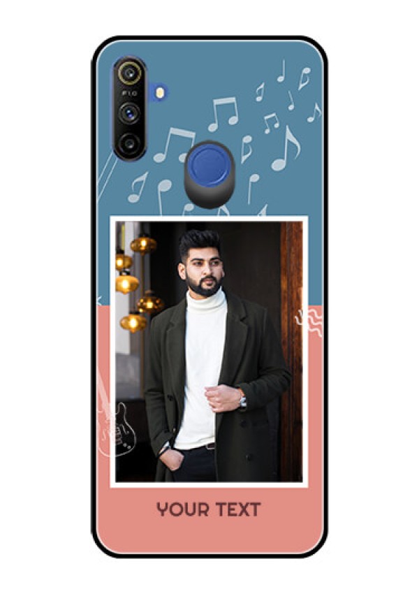 Realme Narzo 10A Photo Printing on Glass Case  - with Color Musical Note Design